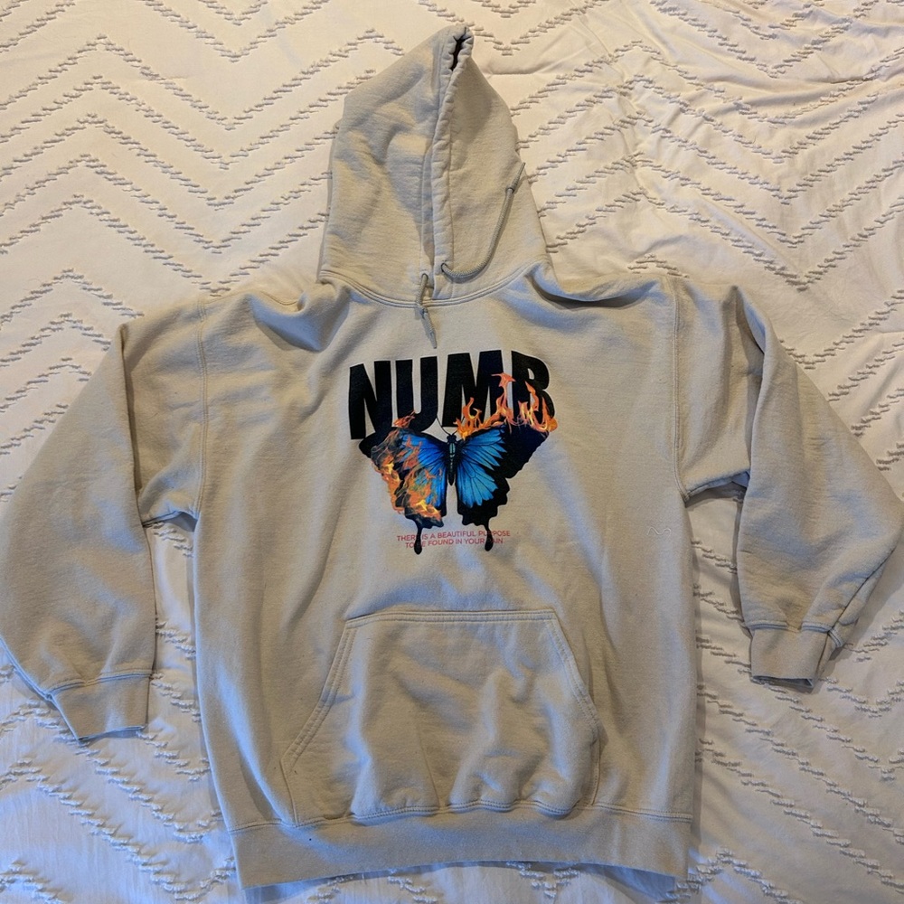 Tan “Numb” Graphic Hoodie